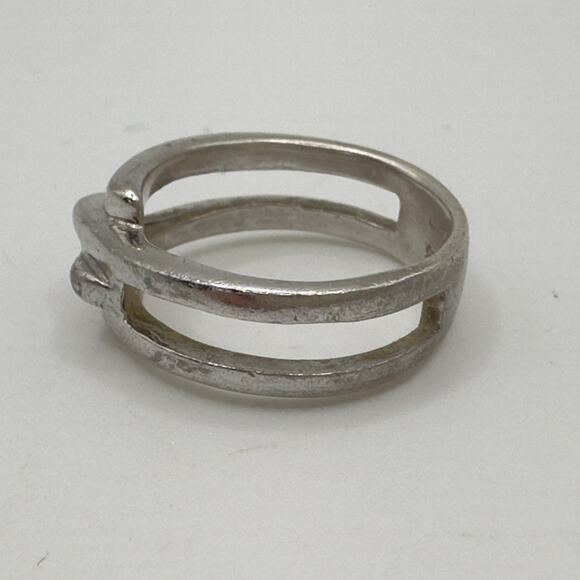 Sterling Silver Wrap Ring Size 7.75 Double Band Modernist 925 NF Vintage - Picture 8 of 14